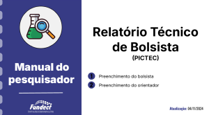 Guias e Manuais Relatório Técnico de Bolsista para PICTEC.